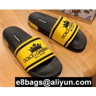Dolce & Gabbana Printed Calfskin and Rubber Sliders Yellow 2020