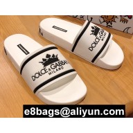 Dolce & Gabbana Printed Calfskin and Rubber Sliders White 2020