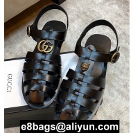 Gucci Rubber Buckle Strap Men's Sandals Black 2020