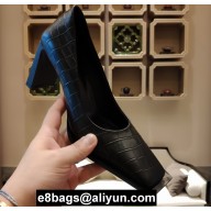 Balenciaga Heel 8cm Square Toe Pumps Croco Pattern Black Fall Winter 2020