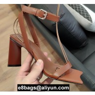 Balenciaga Heel 8cm Moon Ankle Strap Sandals Brown 2020