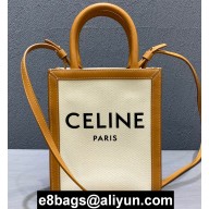 Celine Mini Vertical Cabas Bag in Canvas with Logo print and calfskin 2020