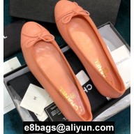 Chanel Classic Bow Ballerinas Flats Leather Grained Lobster Pink