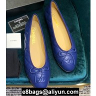 Chanel Classic Bow Ballerinas Flats Quilting Blue