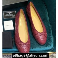 Chanel Classic Bow Ballerinas Flats Quilting Burgundy