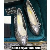 Chanel Classic Bow Ballerinas Flats Quilting Silver/Black Sole