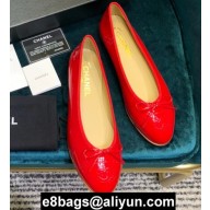 Chanel Classic Bow Ballerinas Flats Patent Red