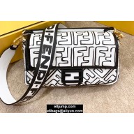 Fendi Nappa Leather Medium Baguette Bag FF Print White 2020