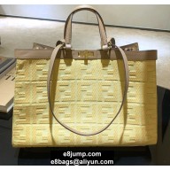 Fendi Medium Peekaboo X-Tote Shopper Bag FF Beige Raffia Canvas 2020