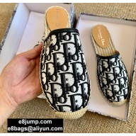 Dior CD Logo Oblique Canvas Espadrilles Mules White/Black 2020