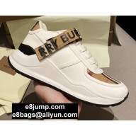 Burberry Logo Detail Leather and Vintage Check Sneakers White 2020