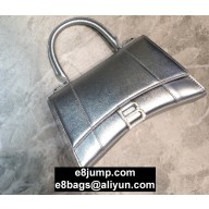 Balenciaga Hourglass Small Top Handle Bag Silver