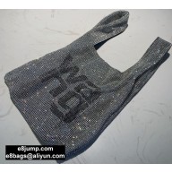 Alexander Wang Wanglock Mini Shopper Tote Bag With Crystal Rhinestone Chain Mesh wang Gray