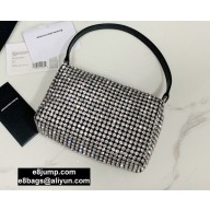 Alexander Wang Wangloc Medium Pouch Bag With Crystal Rhinestone Chain Mesh Silver