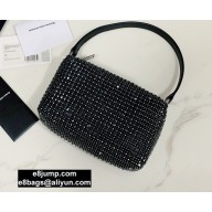 Alexander Wang Wangloc Medium Pouch Bag With Crystal Rhinestone Chain Mesh Black