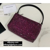 Alexander Wang Wangloc Medium Pouch Bag With Crystal Rhinestone Chain Mesh Fuchsia