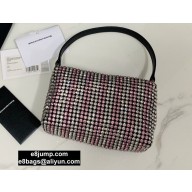 Alexander Wang Wangloc Medium Pouch Bag With Crystal Rhinestone Chain Mesh Fuchsia/Silver