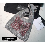 Alexander Wang Wanglock Mini Shopper Tote Bag With Crystal Rhinestone Chain Mesh Thank You Silver