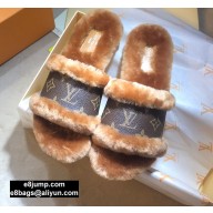 Louis Vuitton Mink Fur Lock It Flat Mules Brown 2020