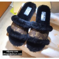 Louis Vuitton Mink Fur Lock It Flat Mules Black/Brown 2020