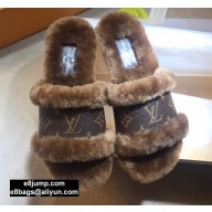 Louis Vuitton Mink Fur Lock It Flat Mules Coffee 2020