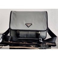 Prada Nylon and Saffiano Leather Shoulder Bag 2VD768 Gray 2020