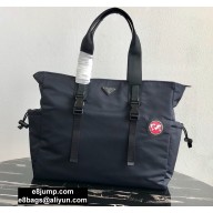 Prada Re-Nylon Tote Bag 2VG042 Dark Blue/Red
