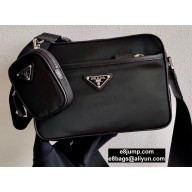 Prada Nylon and Saffiano Leather Messenger Bag with Strap 2VH048 Black 2020