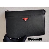 Prada Saffiano Leather Pouch Bag 2VF032 Black/Red Logo 2020