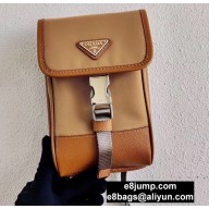 Prada Nylon and Saffiano Leather Smartphone Case with Shoulder Strap 2ZH109 Beige/Brown 2020