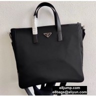 Prada Nylon and Saffiano Leather Tote Bag 2VG064 Black 2020