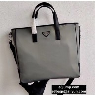 Prada Nylon and Saffiano Leather Tote Bag 2VG064 Gray 2020