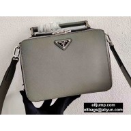 Prada Brique Saffiano Leather Cross-Body Bag 2VH069 Gray 2020