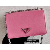 Prada Saffiano Leather Shoulder Mini Bag 1BD032 Pink 2020