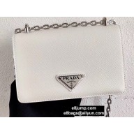 Prada Saffiano Leather Shoulder Mini Bag 1BD032 White 2020
