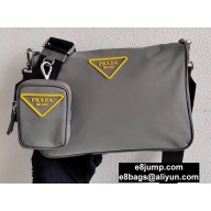 Prada Nylon Cross-Body Bag 2VH113 Gray/Yellow Logo 2020