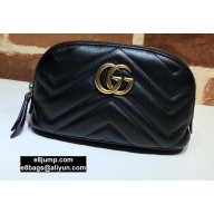 Gucci Leather GG Marmont Medium Cosmetic Case Bag 625544 Black 2020