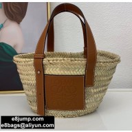 Loewe Small Basket bag in palm leaf and calfskin