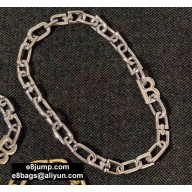 Balenciaga B Chain Thin Necklace Silver