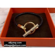 Hermes Glenan Braided Bracelet Black/Gold