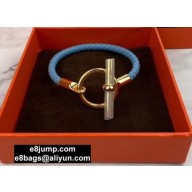 Hermes Glenan Braided Bracelet Sky Blue/Gold