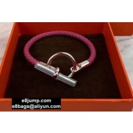 Hermes Glenan Braided Bracelet Fuchsia/Silver