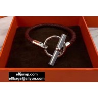 Hermes Glenan Braided Bracelet Brown/Silver