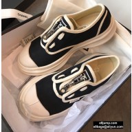 Chanel Zip Vintage Canvas Low-top Sneakers Black 2020