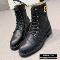 Balmain Leather Ranger Romy Ankle Boots Quilted Black 2020