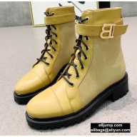Balmain Leather Ranger Romy Ankle Boots Fabric Yellow 2020