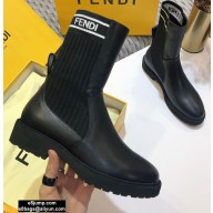 Fendi Leather Biker Ankle Boots Black 2020