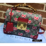 Gucci Padlock Bamboo Small Shoulder Bag 603221 GG Apple Print 2020