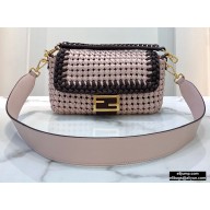 Fendi Leather Medium Baguette Interlace Bag Pink 2020