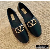 Valentino Leather VLogo Espadrilles Black 2020